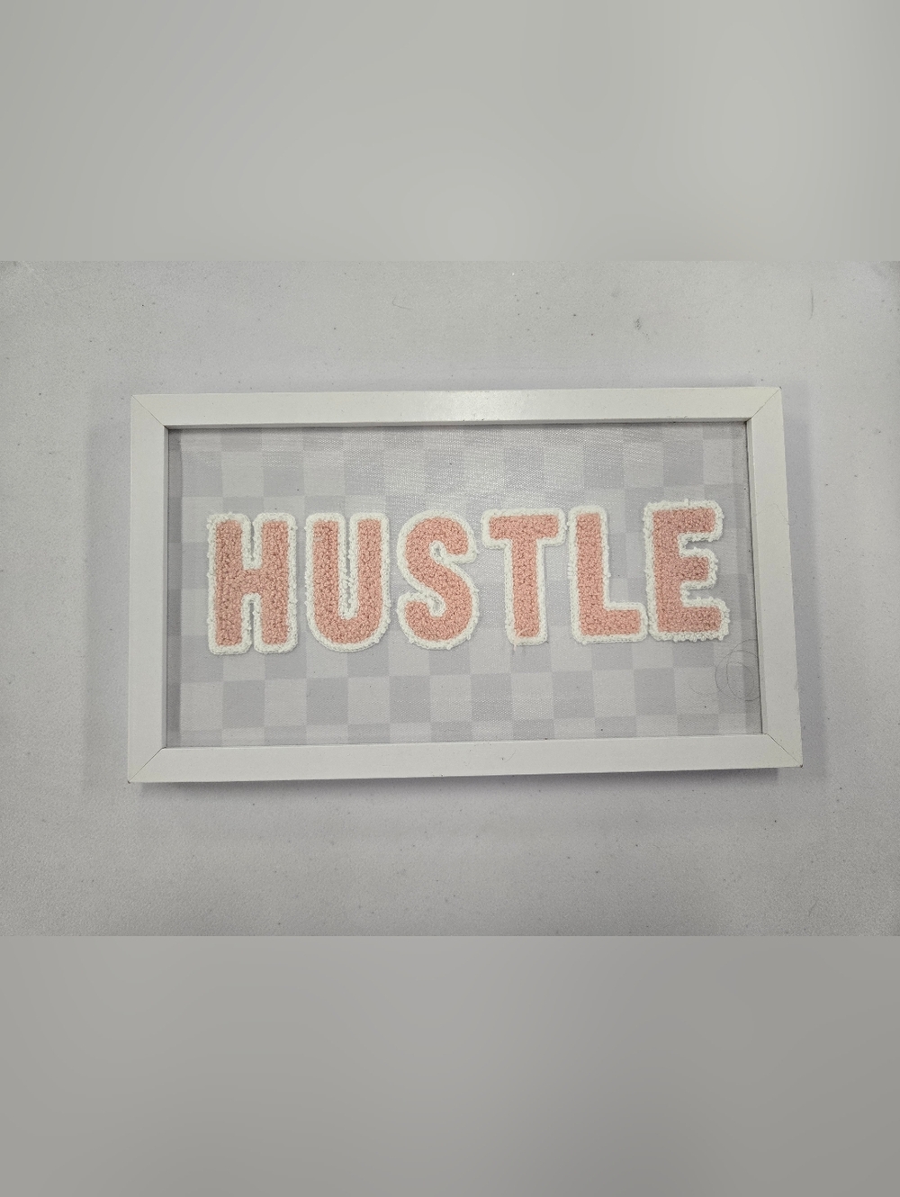 HUSTLE Chenille Letter Patch - Pink & White